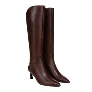 Naturalizer Chocolate Brown Deesha Wide CaIf Knee High Leather Dress Heel Boots